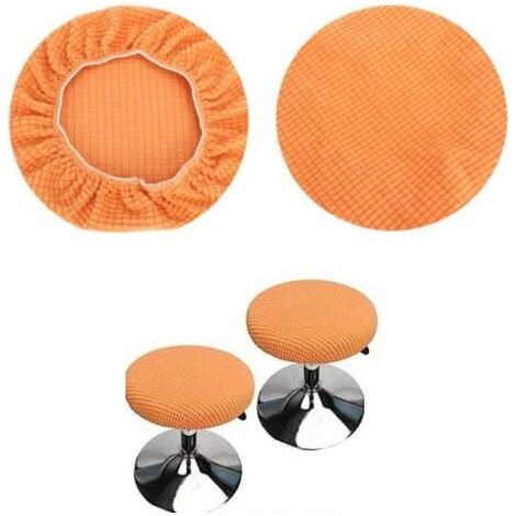 Housses de tabourets ronds (lot de 2 pièces orange), adaptées aux tabourets 28-40cm, bar et café, housses de tabourets ronds élastiques, lavables et faciles à entretenir, douces et durables (1/5)