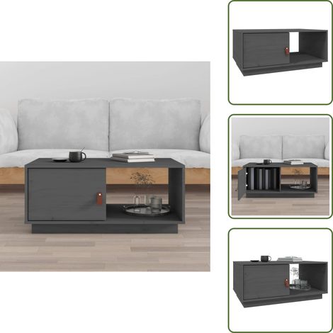 Table basse Gris 80x50x35,5 cm Bois massif de pin - Table Basse - Meuble Salon - Table D'appoint - Table Latérale - Bois Massif (1/5)