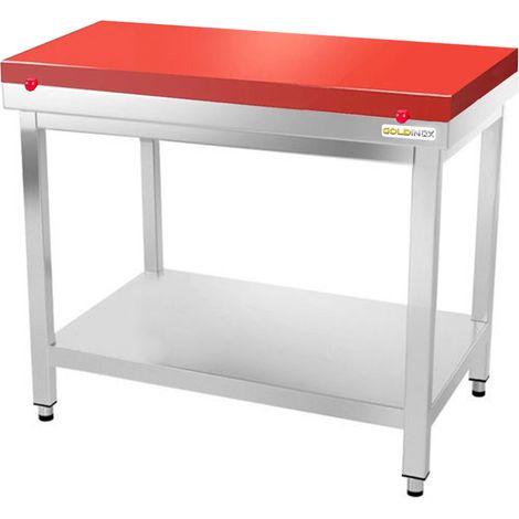 Table de boucher avec plaque de découpe rouge - 1000 x 700 mm / GOLDINOX