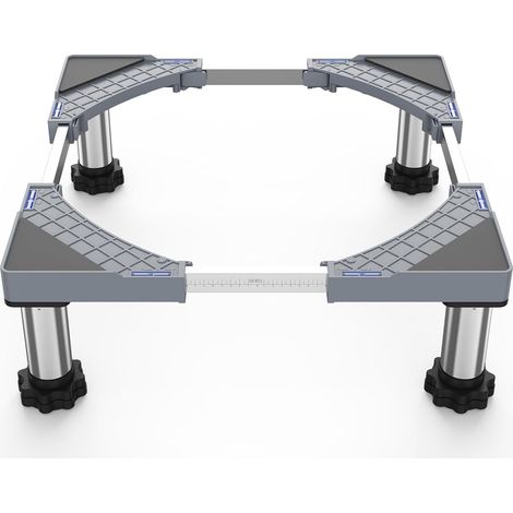 Socle réglable pour lave-linge, sèche-linge et congélateur, supporte une charge de 350 kg, largeur réglable de 44,5 à 67 cm, hauteur de levage de 18 à 22 cm. (1/5)