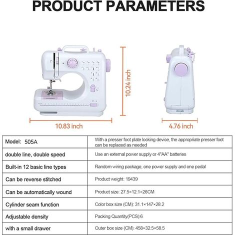 Sewing Machines, 12 Point Sewing Machine, Double Line Domestic Sewing Machine Overlock with Two Speeds for Kids Beginners (1/3)