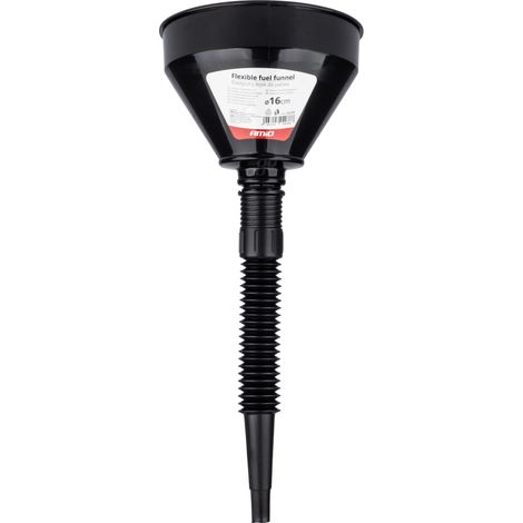 Imbuto flessibile nero con filtro per carburante, liquidi, acqua, 16 cm amio-04038 (1/4)