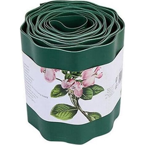 Bordure en plastique souple vert de 9 mètres de 10 cm, 15 cm, 20 cm de haut, bordure de pelouse pour séparer la pelouse et les parterres de fleurs (15 cm x 9 m) (1/5)