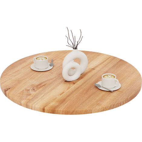 LAMO Manufaktur Plateau de table rond 80 cm en bois naturel Dessus rond de table à manger, de cuisine, de bistrot Épaisseur : 28 mm Couleur : Foncé (1/5)