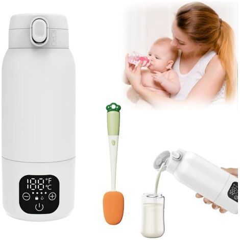 Chauffe-biberon pour Bébé, 500ml Chauffe-biberon Portable Réchauffe L'eau ou le Lait, Avec Câble USB & Brosse de Nettoyage pour les Voyages Alimentation Nocturne-Karteo (1/5)