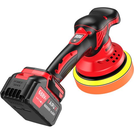 Polisseuse Lustreuse Sans Fil Batterie Lithium Portable Rechargeable, Ponceuse pour Voiture Polissage Lustrage Glaçage Ponçage Nettoyage - Machine Nue (1/2)