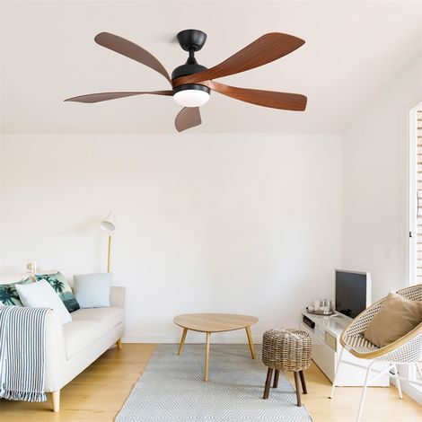 Ventilateur de Plafond Moderne - 131x131x35cm - Moteur DC Réversible Silencieux avec Télécommande et Éclairage LED 18W - Noir (1/5)