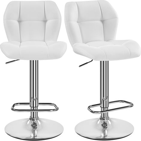 Yaheetech Set 2 Sgabelli Bar Alti Cucina Moderni Design in Similpelle con Schienale Girevole 360° Altezza Regolabile da Penisola Bianco (1/5)