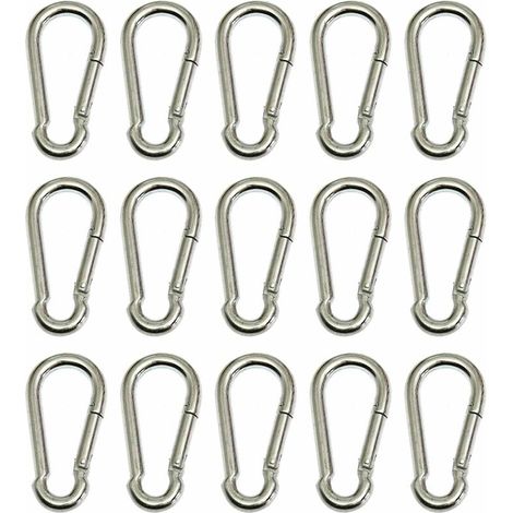 Confezione da 15 moschettoni in acciaio zincato 4 x 40 mm