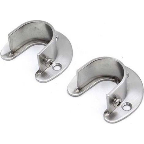 Douilles de poteau de penderie en acier inoxydable, 2pcs Extrémité de tige de penderie robuste soutient le support 25mm (1/4)