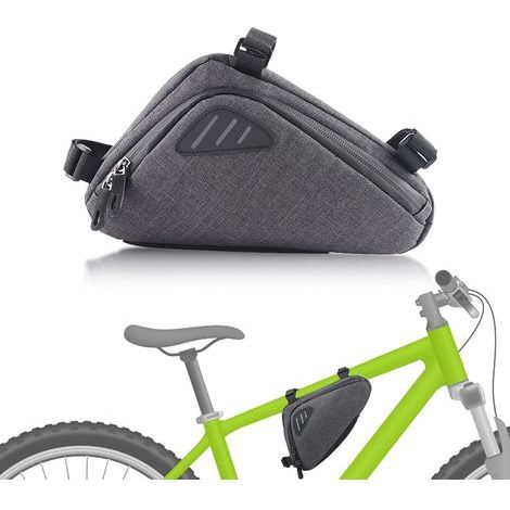 Sacoche de cadre de vélo, sacoche étanche triangulaire pour cadre de vélo, sacoche pour contrôleur de vélo, grande capacité, accessoires pour VTT et vélo de route (gris) (1/5)