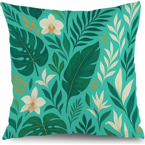 Housse de coussin floral extérieur, décoration chaise banc jardin,50×50cm (1/5)