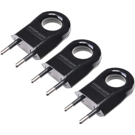 Pack of 3 Euro Schuko 230V 6A Copper ABS Flat Plugs for Extension Cords and Household Appliances (1/5)