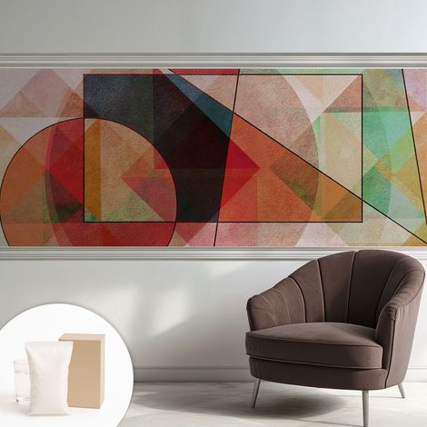 Papier peint intissé mural avec imprimé pour décoration pour salon pour chambre à coucher pour entrée Abstraction géométrique 250x104 cm (1/5)