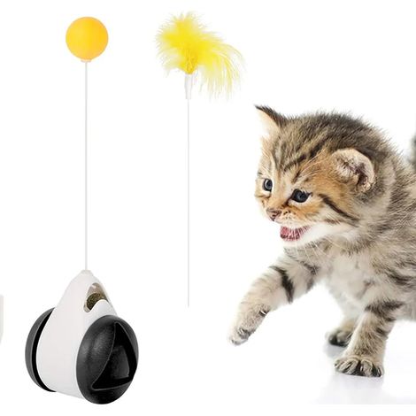 Juguete para gato equilibrado con bola, Juguete interactivo para gato, Juguete interactivo para gato de interior Bolas giratorias (Negro y Blanco) (1/4)