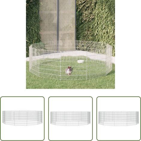 Cage pour chiens - Enclos d'animaux en liberté 12 panneaux 54x60 cm fer galvanisé (1/5)