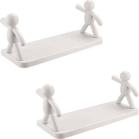 Etagere Murale Adhesive - Support Plastique Gris - Pour Salle De Bain Chambre Cuisine Salon - 2 Pieces (1/5)
