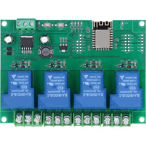 Module relais 4 canaux avec télécommande WiFi, carte de développement pour ESP8266, alimentation CC 7-28 V/CC 5 V (1/5)