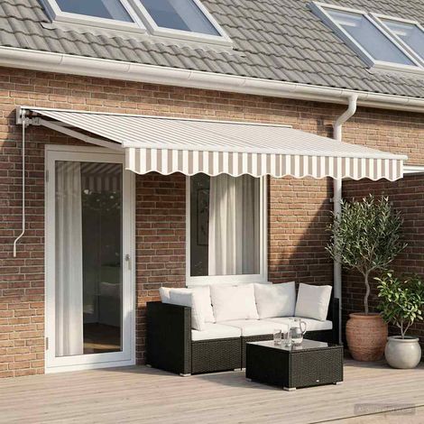 Teenpull – Manuell einziehbare Markise Hellgrau und Weiß 4 x 3 m (1/5)