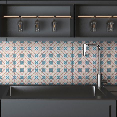 Sticker Mural Carrelage adhésif Cuisine Salle de Bain - 9 STICKERS CARRELAGES AZULEJOS FOTINA - 9stickers10x10cm (1/5)