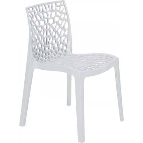 Sedia Traforata Da Interni / esterni Di Design Bianca In Polipropilene (1/4)