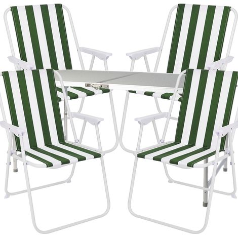 5-teiliges Campingmöbel Set 120x60x58/70cm grün-weiß-MMC330872+4xMPO2600GW (1/3)
