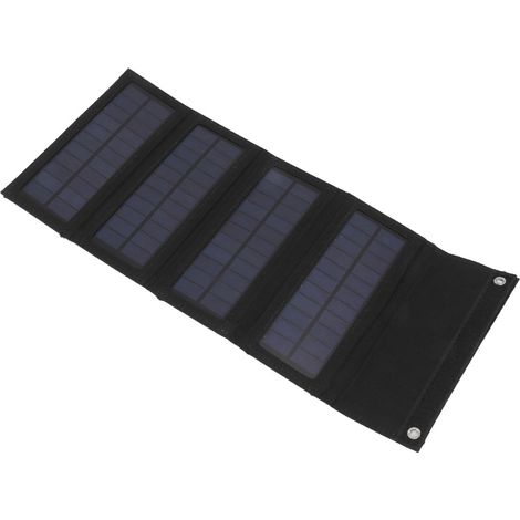 Faltbare Solarladetasche mit 4 Klappen (40 W), faltbares monokristallines Solarladegerät für Camping, Wandern und Notladung (Schwarz) (1/5)