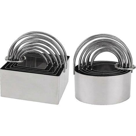 10er-Pack Ausstechformen, runde und quadratische Keksausstecher aus Edelstahl mit Griff, für selbstgemachte Donuts (1/5)