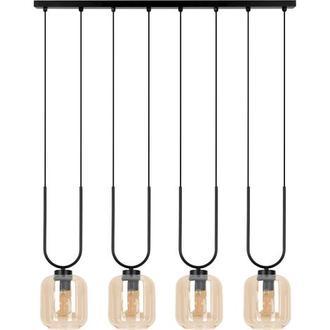 Suspension minimaliste noir/ambre verre 4xE27 Kaja CONI (1/4)