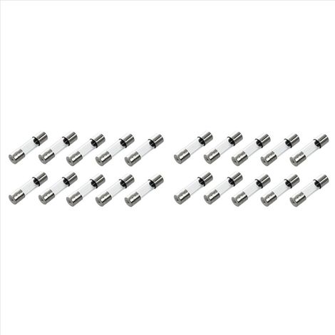 Adecuado para paquetes de 20 fusibles de vidrio de acción rápida, de 5 x 20 mm, 250 voltios, 2 amperios.