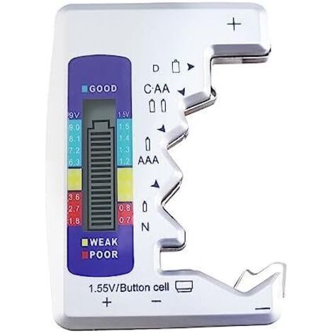 FENOPLASTICATesteur de Batterie, Vérificateur Universel Batterie avec Affichage LCD, Petit Numérique Polyvalent pour Toutes les Piles C AA AAA D N 9V 6F22 1.5V Bouton Noir - (1/5)