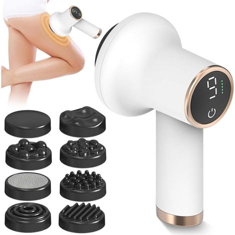 Appareil de massage électrique anti-cellulite, anti-cellulite, portable avec 8 accessoires interchangeables, raffermissant, soulage la fatigue des jambes, du cou, des épaules, de la taille, du ventre (1/5)