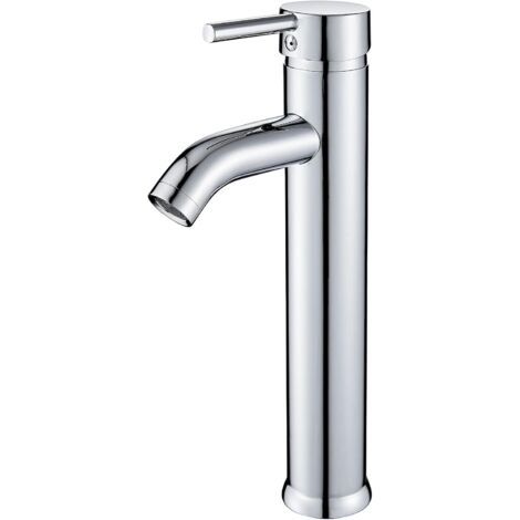 Robinet Salle de Bain Mitigeur Lavabo, Moderne Robinet Lavabo Haut, Robinet Vasque Laiton Massif, Mitigeur Monocommande Lavabo Convient pour Salle bain Lavabo, Chromé (1/5)
