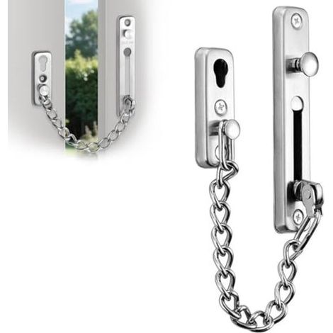 Chaîne de porte en acier inoxydable pour une sécurité accrue - Verrou de porte à pression avec 4 vis - Sécurité de la porte d'entrée