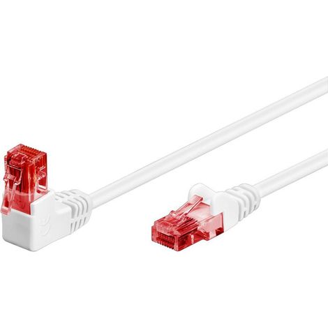Câble Ethernet GOOBAY Cat6 25 cm non blindé blanc 1x RJ45 coudé, pour connexion Internet, connexion filaire