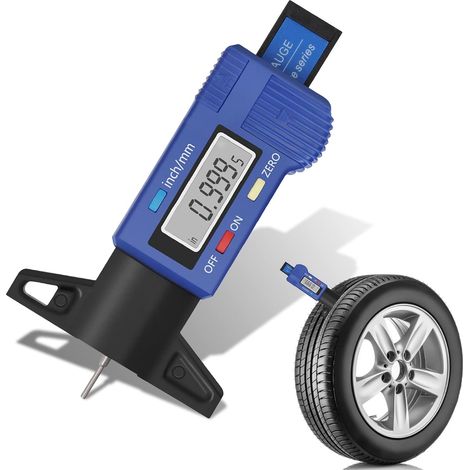 Jauge de Profondeur Numérique de Pneu, Jauges de Profondeur Pneus, Jauge de Profondeur Numerique avec Écran LCD , 0-25.4 mm, Bleu (1/5)