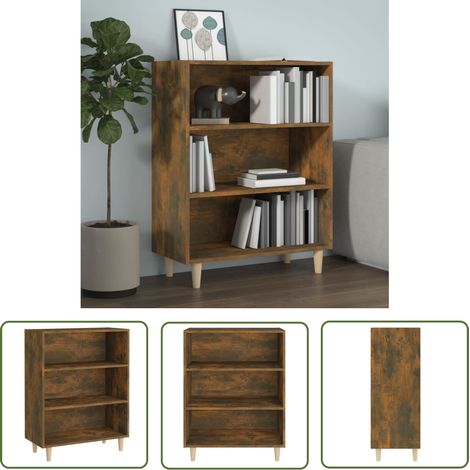 The Living Store Buffet Chêne fumé 69,5x32,5x90 cm Bois d'ingénierie - Buffet - Meuble De Rangement - Armoire - Commode - Mobilier (1/5)