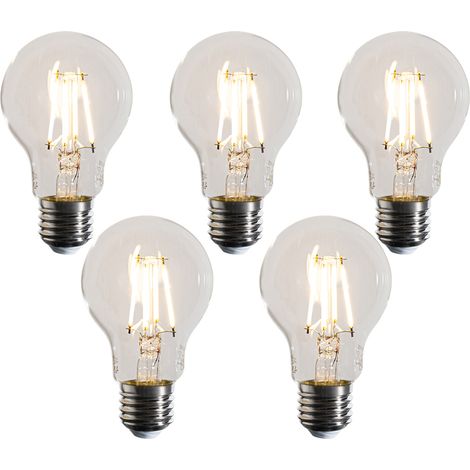 LUEDD Set di 5 lampadine LED E27 dimmerabili A60 trasparenti 4,5W 500 lm 2700K