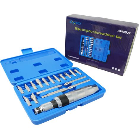 Dapetz ® 18pcs Impact Screwdriver Set, Manual Reversible Impact Driver Kit with 1/2-Inch Square Drive, Magnetic Phillips and Slotted Bit, Damaged Screw Extractor (1/5)