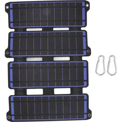 Panneau solaire pliable en silicium monocristallin, 2 ports USB, flexible ETFE, 14 W, 5 V, bleu (1/5)