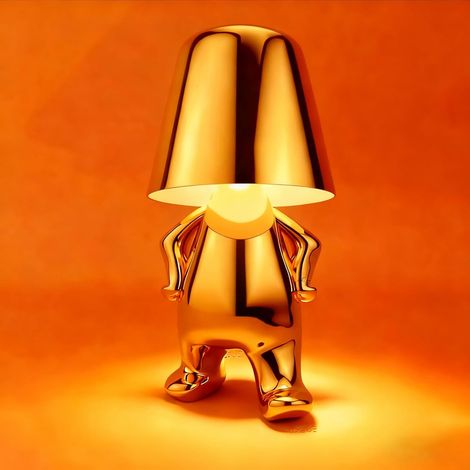 Lampe de Table LED sans Fil Créative Rechargeable à Pile Lampe Portative Réglable en Luminosité Design de Modèle Mignon pour Restaurant Chambre à Coucher Patio Studio Article Noël Doré-F
