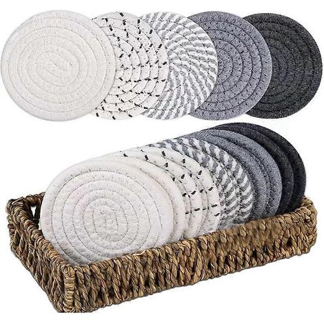 Sous verres pour boissons Seagrass panier support lot 10 pièces sous verres (1/5)