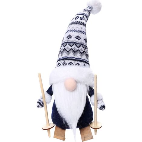 Gesichtslose Ski-Puppe, Ski-Weihnachtsbaumschmuck Schwedische Wichtel Plüsch-Ski-Wichtel-Ornament (Blau) (1/5)