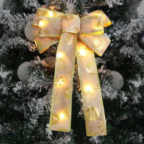 Nœud Papillon Lumineux - Décoration de Noël pour Arbre Sapin Jardin Intérieur - Alimenté par 2 Piles AA - 32 x 22 cm - 1 Pièce (1/5)