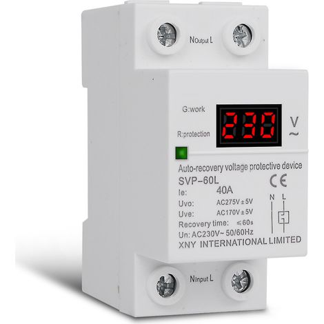 SVP-60L, protecteur de surtension intelligent monophasé à auto-réarmement, affichage numérique LED, temporisation, réarmement automatique, usage domestique 220 V (1/5)