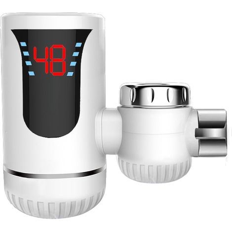 Chauffe-eau instantané électrique pour installation directe, robinet d'eau chaude et froide pour lavabo, blanc, compact (1/3)
