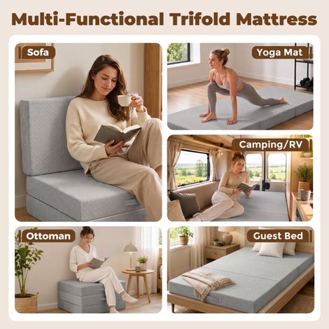 Matelas pliable 200x90 cm, épaisseur 15 cm, matelas de sol portable avec housse lavable, certifié Oeko-Tex, literie compacte et pratique (1/5)