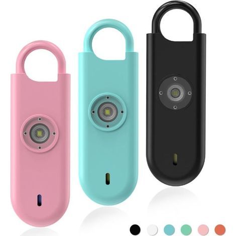 Alarme Personnelle Anti Agression 3 Pack-140 DB Porte-Clé Alarme avec Flash LED et Avertisseur de Batterie Faible, Kit d'Auto-Défense pour Femmes