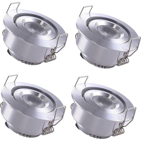 4 Mini Spot Encastrable LED Plafond Spot encastré Lampe 1W Blanc Chaud 3000K (1/4)