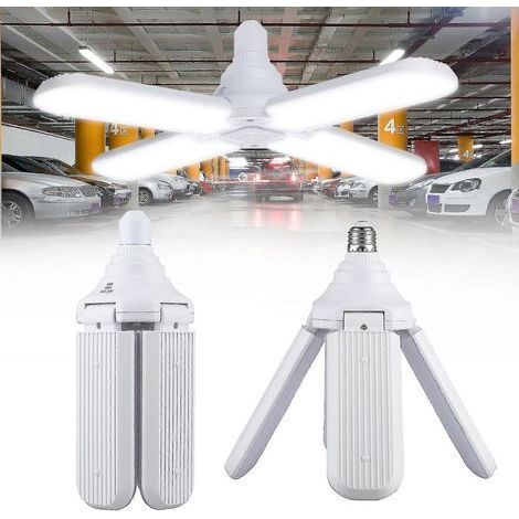 Éclairage LED 45 W pour garage, éclairage LED lumière du jour, panneaux déformables à 3 feuilles, plafonnier LED pour garage et grenier.